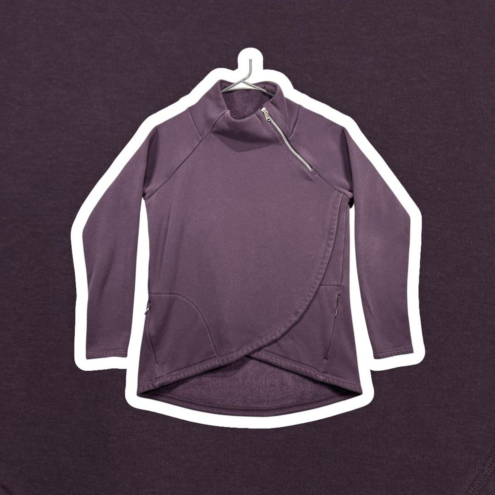 Athleta Cozy Karma Asym Pullover Womens Medium Plum Purple Catawba Grape Fleece